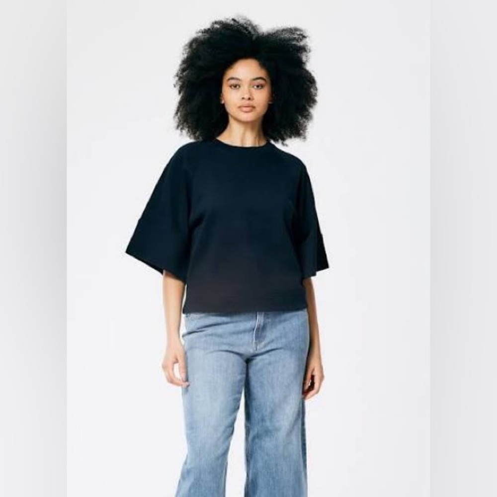 Tibi Crew Neck Easy Sweatshirt in Navy XXS